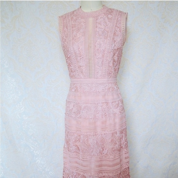 BCBG ✨LIKE 🆕 No Tags✨ 🎊🚨SALE 50% OFF🚨🎊 Dusty Pink Lace Maxi Gown Dress - Picture 5 of 9